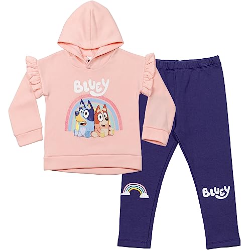 Bluey Bingo Toddler Girls Fleece Hoodie and Leggings Outfit Set Pink/Purple 5T