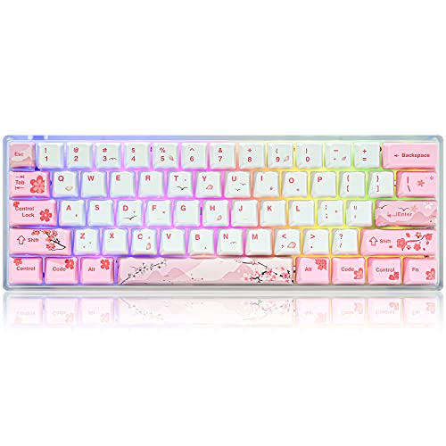 Guffercty kred GTSP 104 Sakura Keycaps Cute Japanese Custom Gaming keycap Set of Dye-Sub OEM Profile for Cherry Mx Gateron Kailh Switch 87/104 60% Mechanical Keyboard (Sakura)