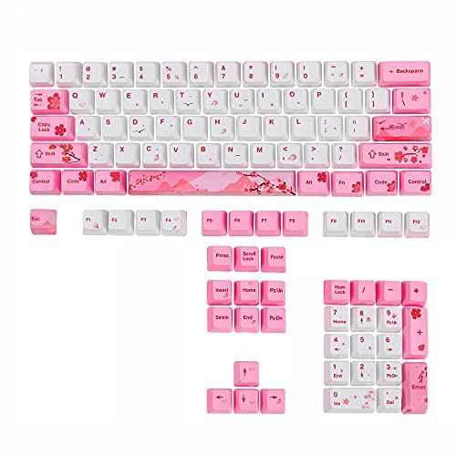 Guffercty kred GTSP 104 Sakura Keycaps Cute Japanese Custom Gaming keycap Set of Dye-Sub OEM Profile for Cherry Mx Gateron Kailh Switch 87/104 60% Mechanical Keyboard (Sakura)