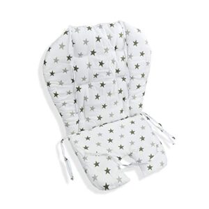 kocpudu high chair pad,highchair/seat cushion/breathable pad,soft and comfortable,light and breathable, cute patterns,suitable for most high chairs,baby dining chairs(army green star pattern)