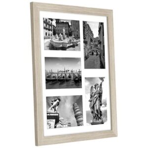 Americanflat 11x14 Collage Picture Frame in Driftwood - Displays Five 4x6 Frame Openings or One 11x14 Frame Without Mat - Engineered Wood, Shatter Resistant Glass, Includes Hanging Hardware for Wall