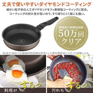 Iris Ohyama PDCG-S12S Frying Pan Pot Set Deep Scale with Measurement Cup Not Required, For Gas Fires, Diamond Coat, Pandy Plus, 12 Pieces, Set of 12, For Gas Fires, Chestnut Brown