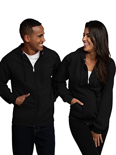 Fruit of the Loom mens Eversoft Fleece Sweatshirts & Hoodies Shirt, Full Zip - Black, Small US