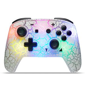 blnbok switch controller, wireless switch pro controller for switch/switch lite/switch oled, 8 colors adjustable led wireless remote gamepad with unique crack/turbo/motion control (white)