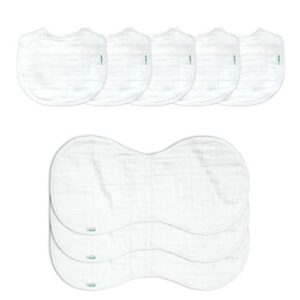 green sprouts muslin bibs & burp cloths set made from organic cotton (8piece), white