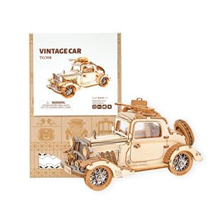 ROBOTIME 3D Wooden Puzzles Car DIY Model Kits to Build Wooden Model Vintage Car Craft Gift for Collection Lover