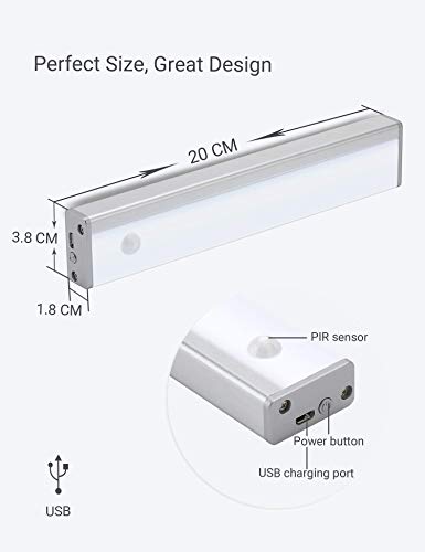 Joyzy Automatic Pantry Light, Wireless Closet Lights Two Motion Sensor Modes Light Battery Operated,USB Rechargeable Under Cabinet Lights, Bedroom Light Bathroom Lighting