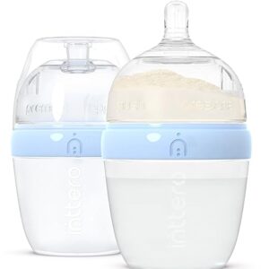 Inttero Preload/Formula Mixing Baby Bottle with Anti Colic & Air-Free System - 6oz / 2-Pack (Cute Blue)