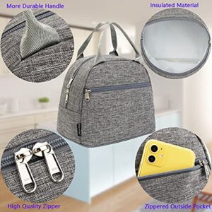 FlowFly Lunch Bag Tote Bag Lunch Organizer Lunch Holder Insulated Lunch Cooler Bag for Women/Men,Heather Grey