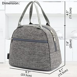 FlowFly Lunch Bag Tote Bag Lunch Organizer Lunch Holder Insulated Lunch Cooler Bag for Women/Men,Heather Grey