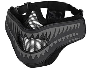 onetigris x storm airsoft mask foldable mesh mask with removable shark jaw morale patch (black teeth)