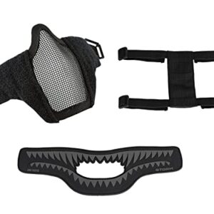 OneTigris X Storm Airsoft Mask Foldable Mesh Mask with Removable Shark Jaw Morale Patch (Black Teeth)