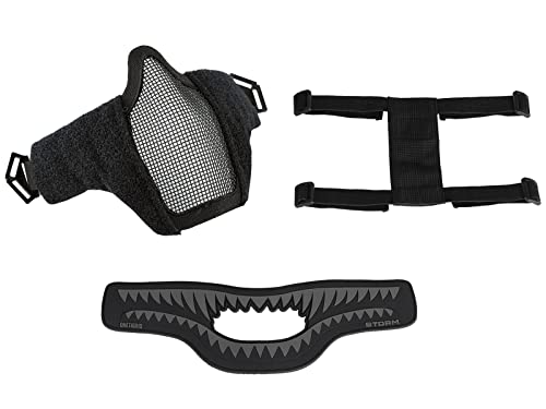 OneTigris X Storm Airsoft Mask Foldable Mesh Mask with Removable Shark Jaw Morale Patch (Black Teeth)