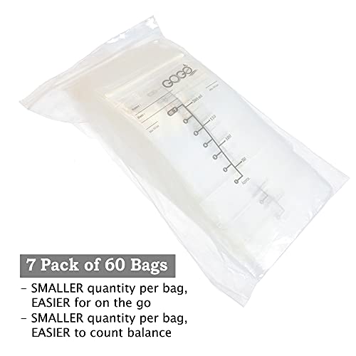 420 CT (7 Pack of 60 Bags) ULTRA Value Pack Breastfeeding Breastmilk Storage Bags - 7 OZ, EACH PRE-STERILIZED By Gamma Ray, BPA Free, Leak Proof Storing Double Zipper Seal, Self Standing, for Refrigeration and Freezing - Only at Amazon