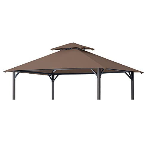 Grill Gazebo Replacement Canopy Top Roof, EasyLee 5x8 Canopy Top Cover, Double Tiered BBQ Gazebo Cover, Fits for Gazebo Models L-GG001PST and L-GZ238PST(Khaki)