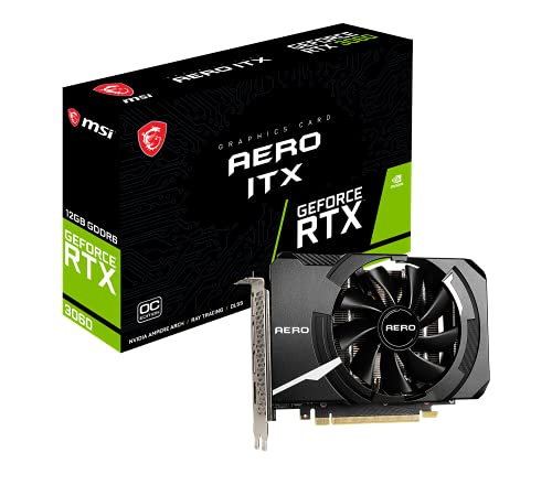 MSI Gaming GeForce RTX 3060 12GB GDRR6 192-Bit HDMI/DP PCIe 4 Single Fan Ampere OC ITX Graphics Card (RTX 3060 AERO ITX 12G OC)