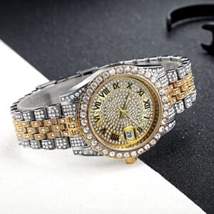 Iced-Out Watches for Men with Big Rhinestone Hip Hop Wristwatch