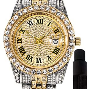 Iced-Out Watches for Men with Big Rhinestone Hip Hop Wristwatch