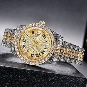 Iced-Out Watches for Men with Big Rhinestone Hip Hop Wristwatch