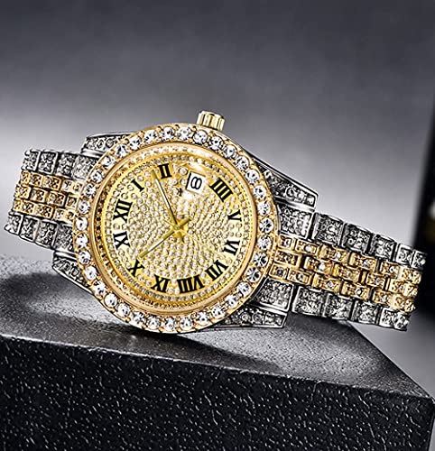 Iced-Out Watches for Men with Big Rhinestone Hip Hop Wristwatch