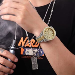 Iced-Out Watches for Men with Big Rhinestone Hip Hop Wristwatch