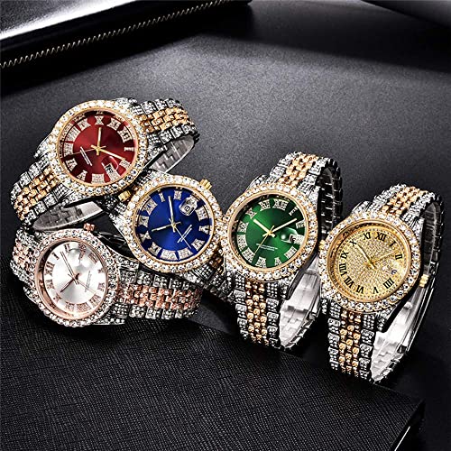 Iced-Out Watches for Men with Big Rhinestone Hip Hop Wristwatch