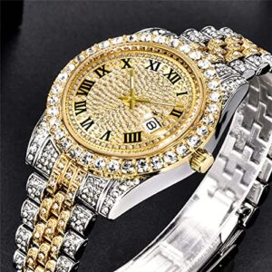 Iced-Out Watches for Men with Big Rhinestone Hip Hop Wristwatch