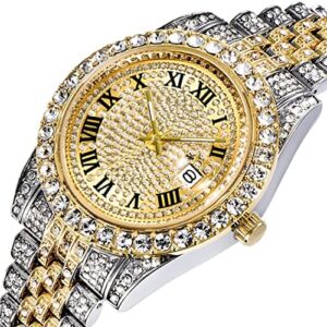 Iced-Out Watches for Men with Big Rhinestone Hip Hop Wristwatch