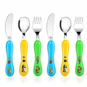 lehoo castle toddler utensils set, 6pcs toddler silverware spoon and fork knife set, children's flatware set