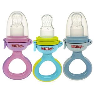 nuby twist n' feed infant first foods feeder with hygienic cover: 10m+, colors may vary, multi