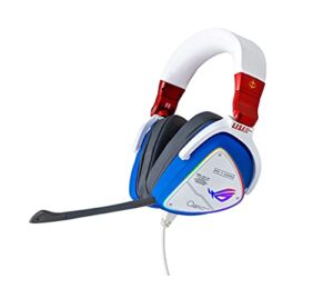 asus rog delta gundam edition gaming headset (limited edition, ai noise-canceling mic, hi-res ess 9281 quad dac, usb-c, aura sync, lightweight, compatible with laptop, consoles, and smart devices)