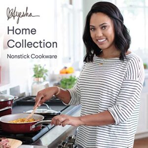 Ayesha Curry Home Collection Nonstick Cookware Pots and Pans Set, 9 Piece, Sienna Red & Ayesha Curry Enamel on Steel Bacon Grease Can/Bacon Grease Container - 4 Inch, Red