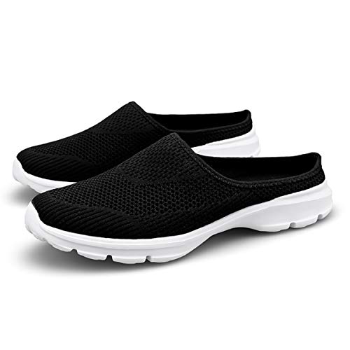 ChicWind Womens Slip-on Sneaker House Slippers Closed Toe Lightweight Mule Shoes Black 7.5