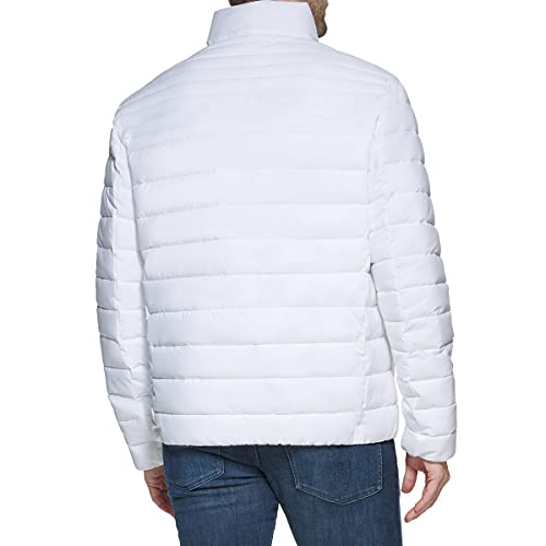 Calvin Klein Men's Lightweight Water Resistant Packable Down Puffer Jacket (Standard and Big & Tall), White, Large