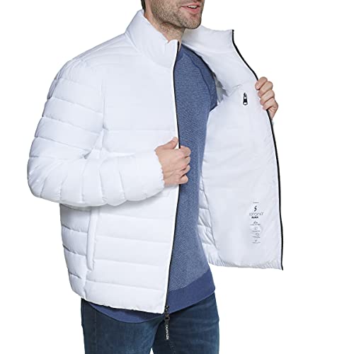 Calvin Klein Men's Lightweight Water Resistant Packable Down Puffer Jacket (Standard and Big & Tall), White, Large