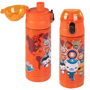 octonauts above & beyond orange stainless steel 13 oz insulated water bottle for kids - spill proof lid, easy to use, reusable - keep liquids hot/cold for hours -perfect for travel, school, on-the-go
