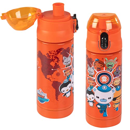 Octonauts Above & Beyond Orange Stainless Steel 13 oz Insulated Water Bottle for Kids - Spill Proof Lid, Easy to Use, Reusable - Keep Liquids Hot/Cold For Hours -Perfect for Travel, School, On-The-Go