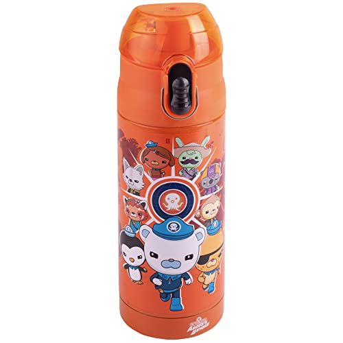 Octonauts Above & Beyond Orange Stainless Steel 13 oz Insulated Water Bottle for Kids - Spill Proof Lid, Easy to Use, Reusable - Keep Liquids Hot/Cold For Hours -Perfect for Travel, School, On-The-Go