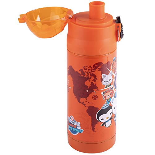 Octonauts Above & Beyond Orange Stainless Steel 13 oz Insulated Water Bottle for Kids - Spill Proof Lid, Easy to Use, Reusable - Keep Liquids Hot/Cold For Hours -Perfect for Travel, School, On-The-Go