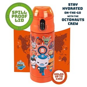 Octonauts Above & Beyond Orange Stainless Steel 13 oz Insulated Water Bottle for Kids - Spill Proof Lid, Easy to Use, Reusable - Keep Liquids Hot/Cold For Hours -Perfect for Travel, School, On-The-Go