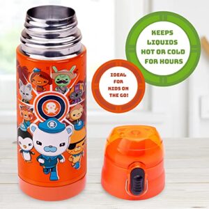 Octonauts Above & Beyond Orange Stainless Steel 13 oz Insulated Water Bottle for Kids - Spill Proof Lid, Easy to Use, Reusable - Keep Liquids Hot/Cold For Hours -Perfect for Travel, School, On-The-Go