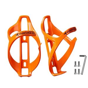 corki cycles bike water bottle holder, right side load water bottle cage for road bikes & mountain bikes - orange - 2pack