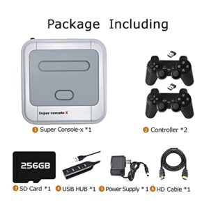 Super Console X 256G, Video Game Consoles Built in 117,000+ Classic Games,Game System for 4K HD/AV Output,Compatible with 70+ Emulators, 2 Wireless Controllers,Gift for Men/Boyfriend