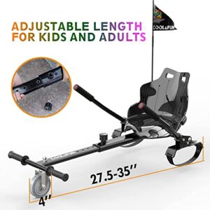 COOL&FUN Hoverboard Seat Attachment Go Kart Adjustable Frame Length Accessory for 6.5''8''10',Hoverboard Accessories for self Balancing Scooter