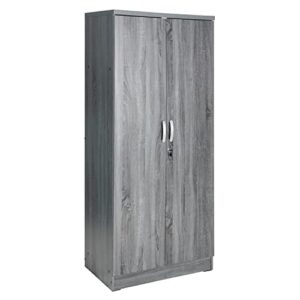 better home products harmony wood two door armoire wardrobe cabinet in gray