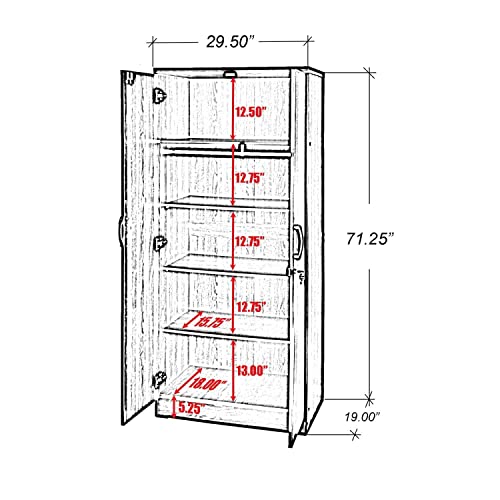 Better Home Products Harmony Wood Two Door Armoire Wardrobe Cabinet in Gray