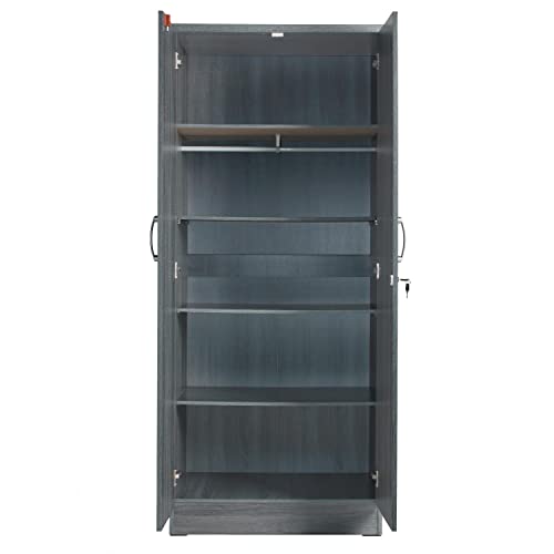 Better Home Products Harmony Wood Two Door Armoire Wardrobe Cabinet in Gray