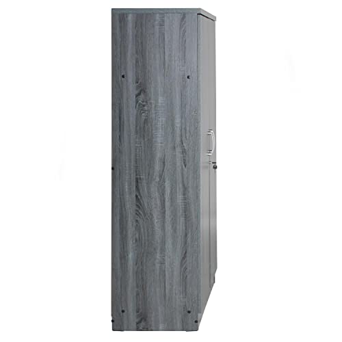 Better Home Products Harmony Wood Two Door Armoire Wardrobe Cabinet in Gray