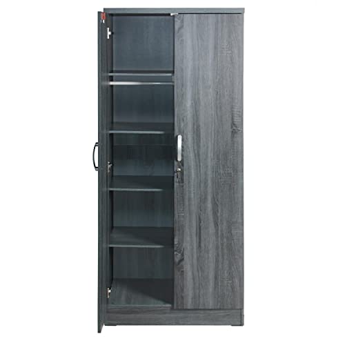 Better Home Products Harmony Wood Two Door Armoire Wardrobe Cabinet in Gray