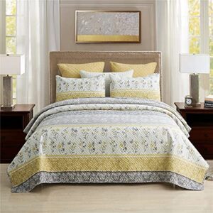 merry home 3-piece king size quilt set with 2 pillow shams- boho reversible soft and lightweight quilt bedding bedspread coverlet set